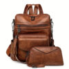 Vintage Faux Leather Backpack - Image 6