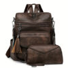Vintage Faux Leather Backpack - Image 5