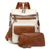 Vintage Faux Leather Backpack - Image 4