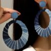 Patchwork Denim Hoop Earrings - Image 2