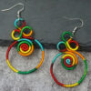 Boho Rainbow Spiral Thread Earrings