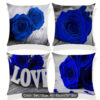 Blue Rose Love Pillow Cover Set