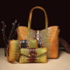 3-Piece Croc-Embossed Tote Bag Set