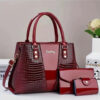 Iridescent Croc-Embossed Handbag Set - Image 5