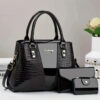 Iridescent Croc-Embossed Handbag Set