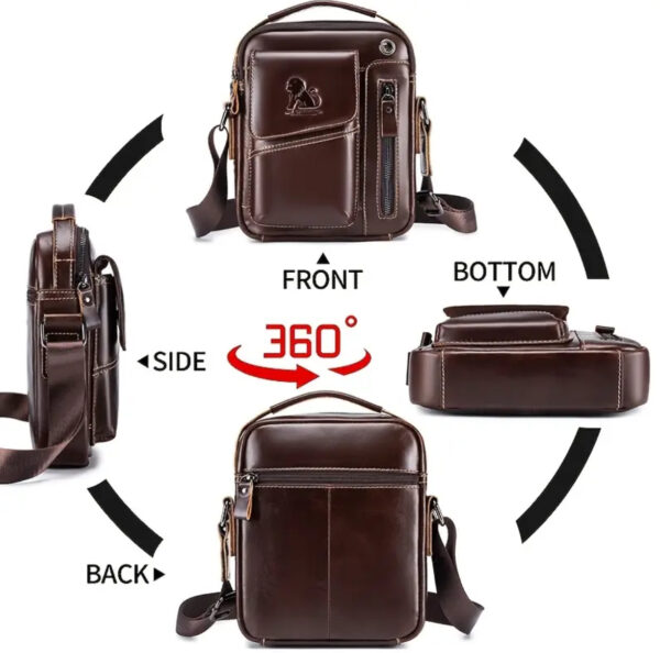 Men's Vintage Leather Crossbody Satchel - Image 6