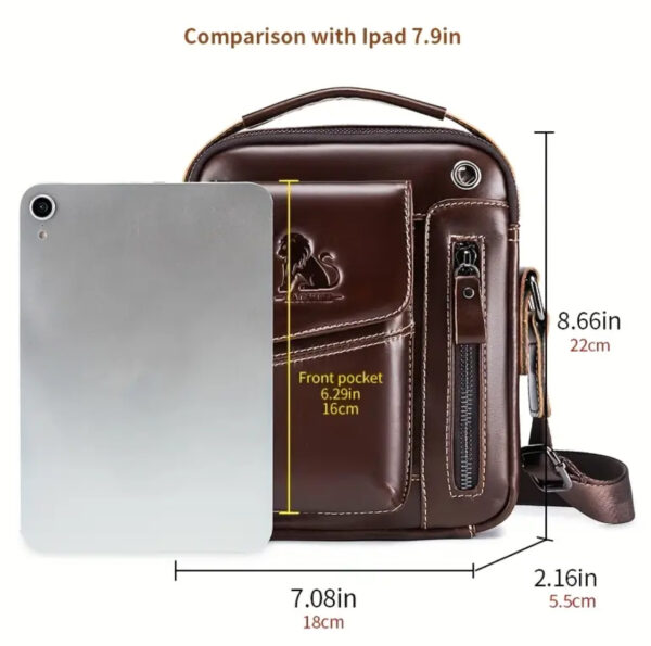 Men's Vintage Leather Crossbody Satchel - Image 5