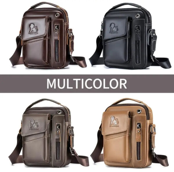 Men's Vintage Leather Crossbody Satchel - Image 4
