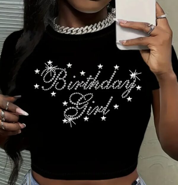 Bling “Birthday Girl” Rhinestone Crop Tee