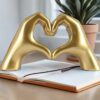 Golden Heart Hands Sculpture