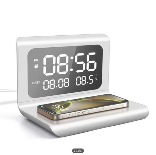 Three-in-One Digital Alarm Clock with Wireless Charging & Thermometer - Image 5