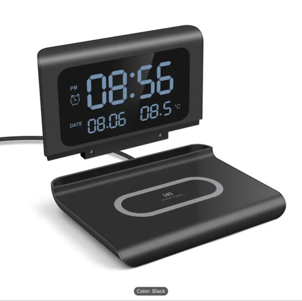 Three-in-One Digital Alarm Clock with Wireless Charging & Thermometer - Image 4