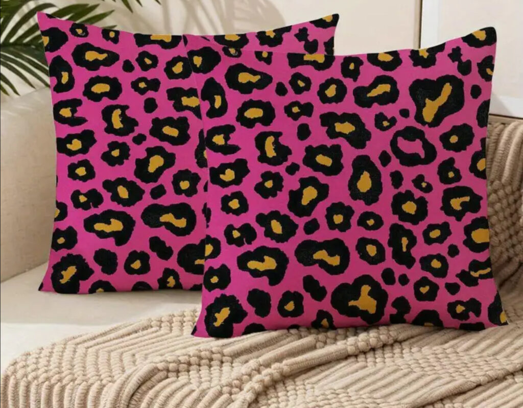 Pink Leopard Print Throw Pillow Covers (Set of 4)