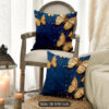 Blue & Gold Butterfly Throw Pillow Covers