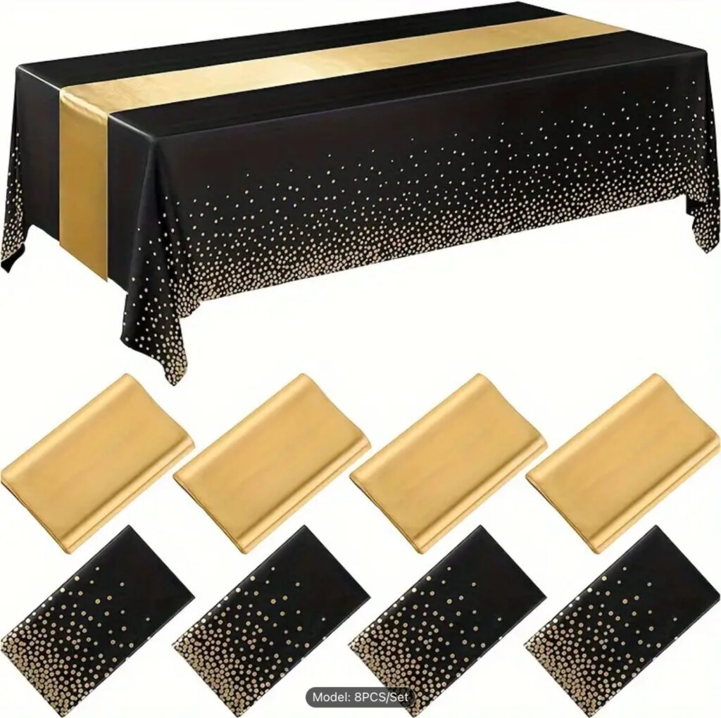 Black and Gold Table Cover Set